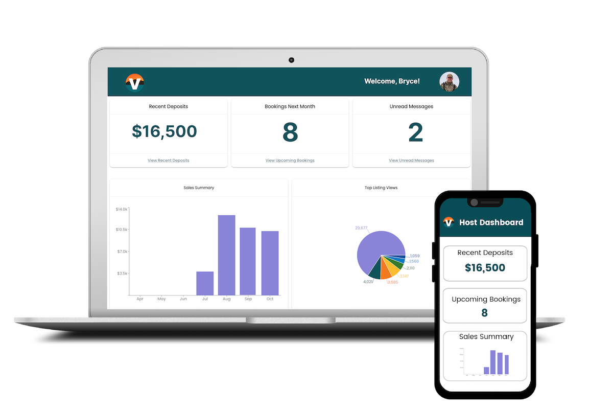 Host dashboard laptop